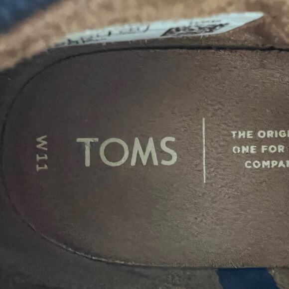 TOMS Womens Boots Size 11 Navy Blue Suede Side Zip Ankle Booties Low Heel - Picture 5 of 7